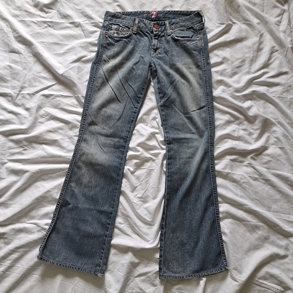 🔴3/$15 7 for all mankind | Womens light blue distressed boot cut jean 26 - Picture 5 of 16